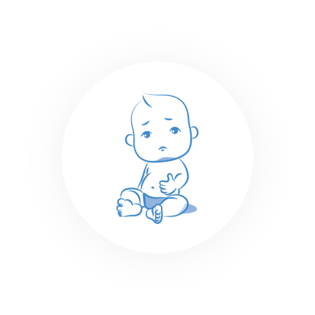 Symptoms of colic:  swollen stomach 